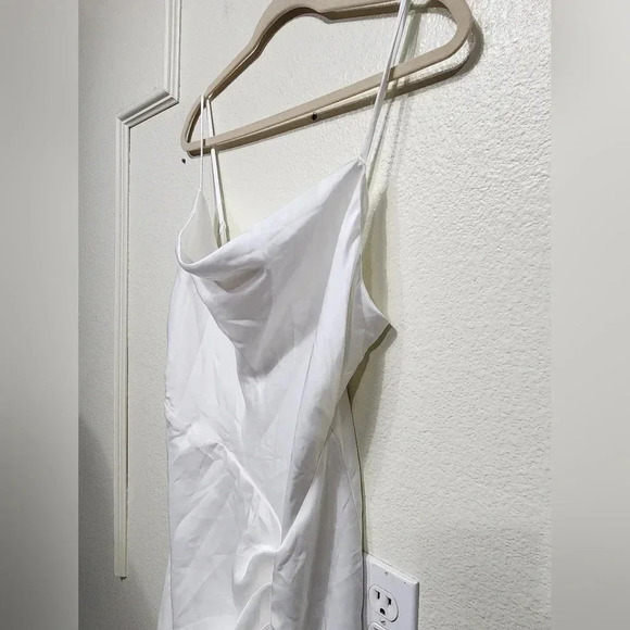 Lulu's Here's to Love White Satin Backless Column Maxi Dress Wedding Bridal - Picture 9 of 12